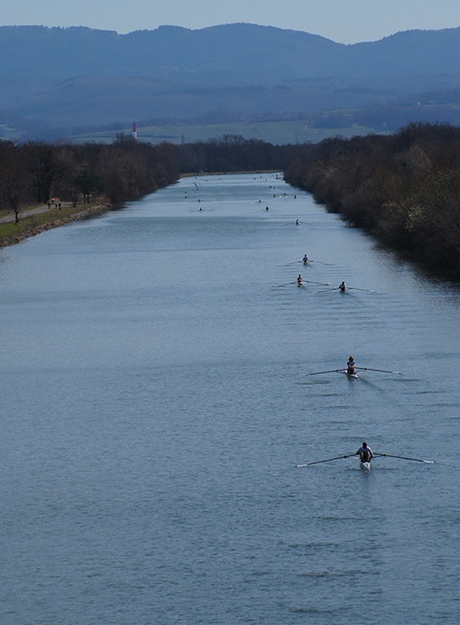 Un double femmes en couple aviron à Mulhouse