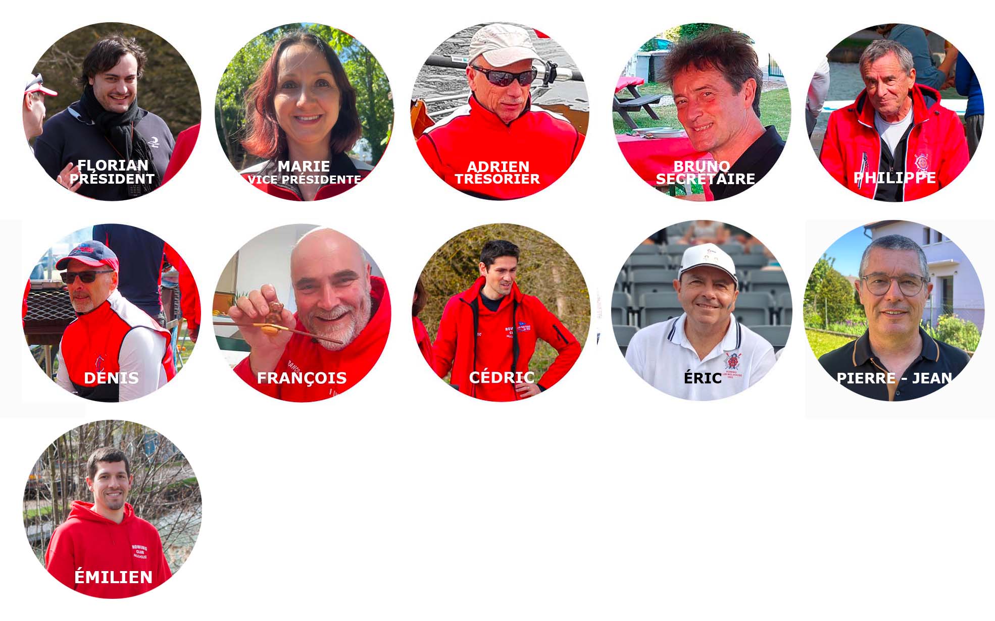 Photo des membres du comité du club d'aviron de  Mulhouse